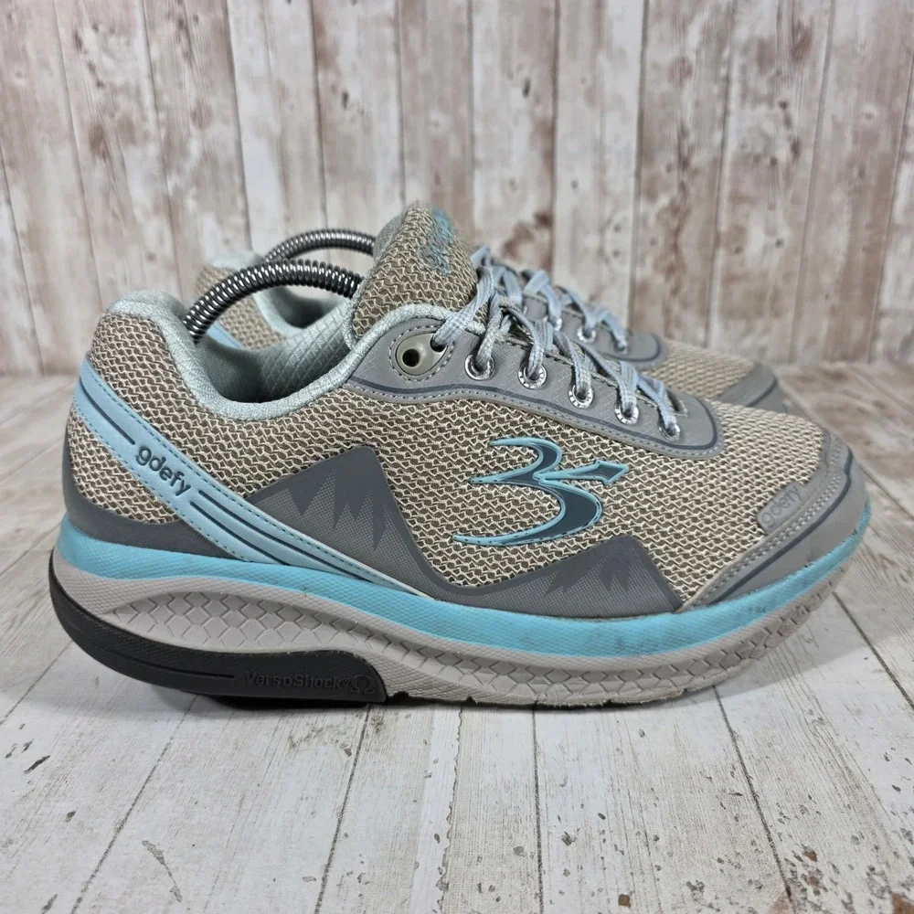 Gravity Defyer G-Defy Womens 10 Walking Shoes Tan Blue TB9024FGU-XW VersoShock